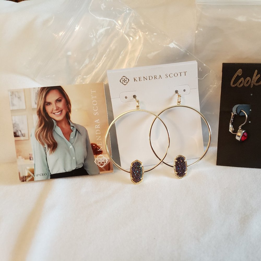Kendra Scott Gold Hoop Drusy Earrings Earrings NEW